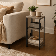 3-Tier Side Table with Storage Shelves – Small End Table for Bedroom, Living Room & Office