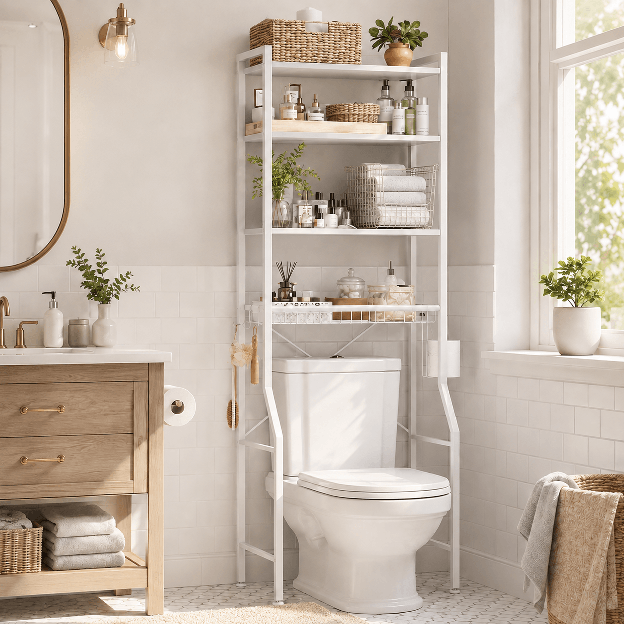 68-Inch Over-the-Toilet Bathroom Storage Rack