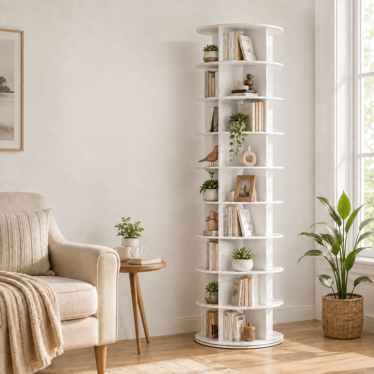 WareBay 7-Tier 360° Rotating Shoe Organizer – Vertical Shoe Storage Rack for Small Spaces