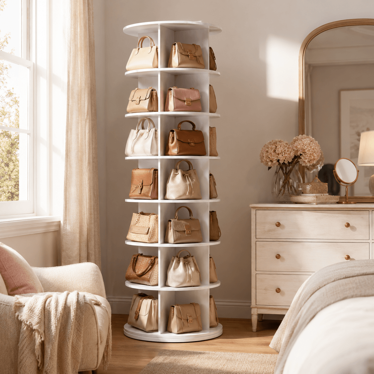 WareBay 7-Tier 360° Rotating Shoe Organizer – Vertical Shoe Storage Rack for Small Spaces