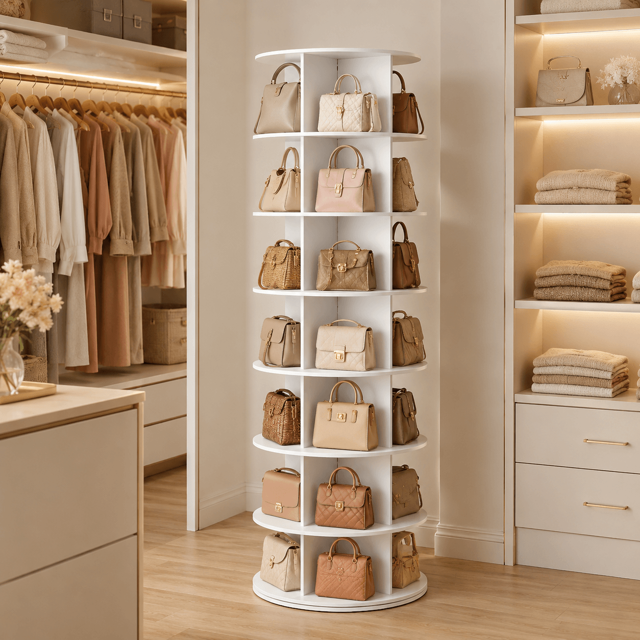 WareBay 7-Tier 360° Rotating Shoe Organizer – Vertical Shoe Storage Rack for Small Spaces