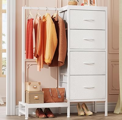 Fabric Storage Locker with Hanging Rack 