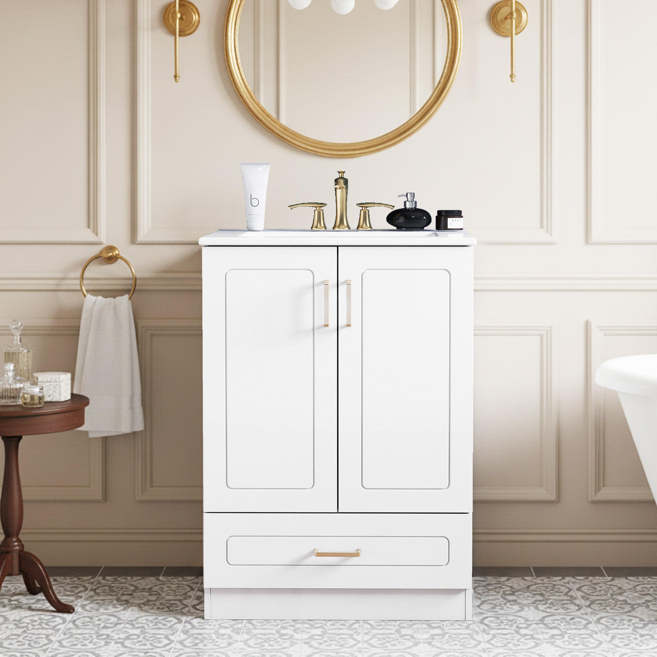 Modern White Bathroom Vanity Cabinet with Sink