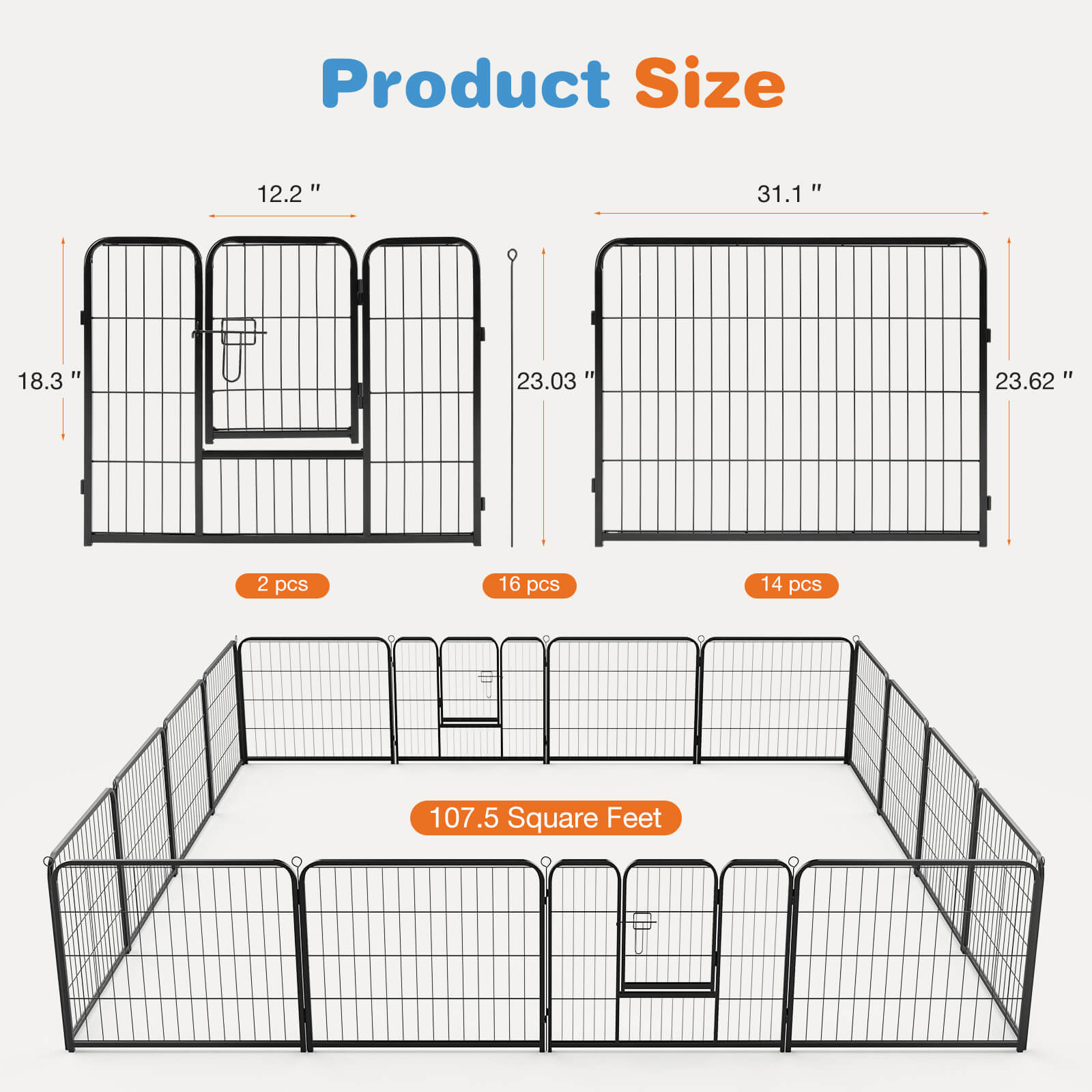 Collapsible Metal Dog Playpen Fence