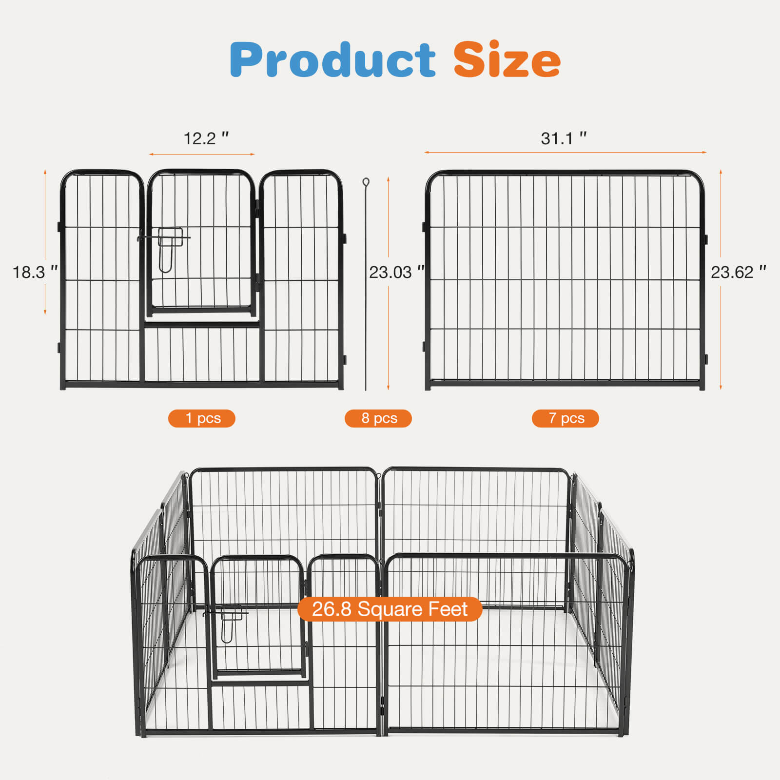Collapsible Metal Dog Playpen Fence
