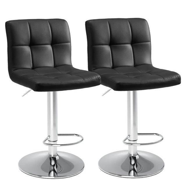 Set of 2 Adjustable Swivel Bar Stools with PU Leather Seats