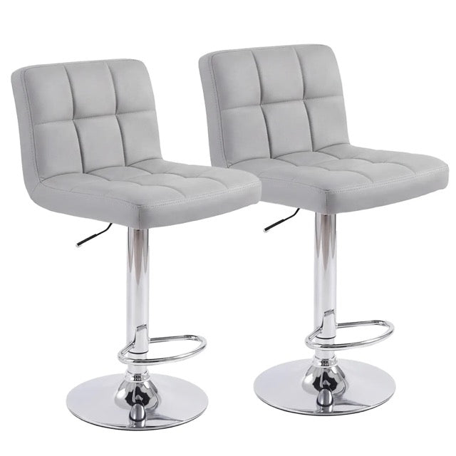 Set of 2 Adjustable Swivel Bar Stools with PU Leather Seats