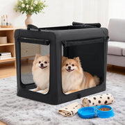 Foldable Soft-Sided Dog Crate with Mesh