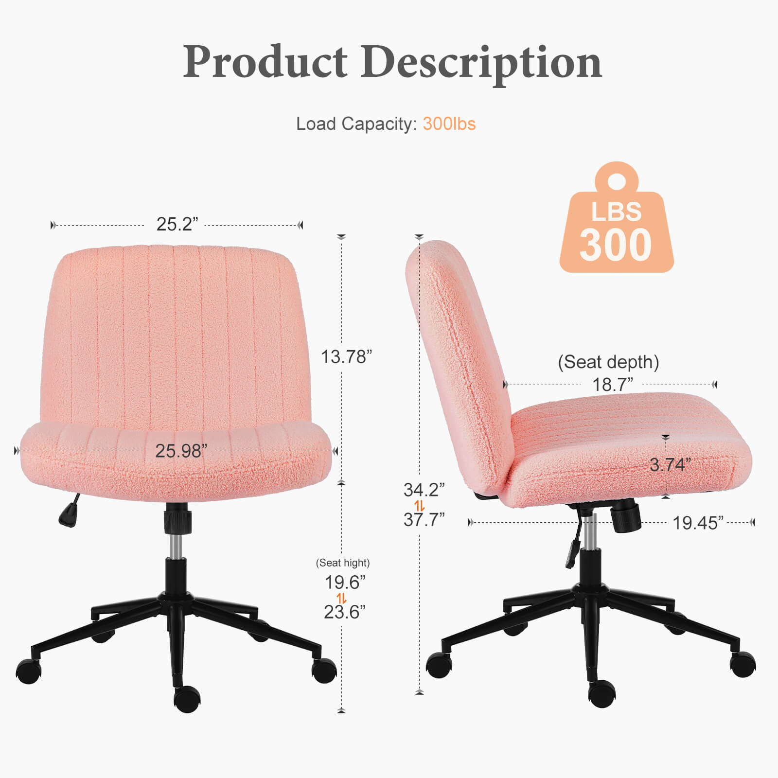 Armless Adjustable Plank Office Chair