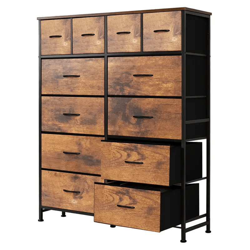 WareBay 12-Drawer Fabric Dresser with Wooden Top for Bedroom & Closet Storage