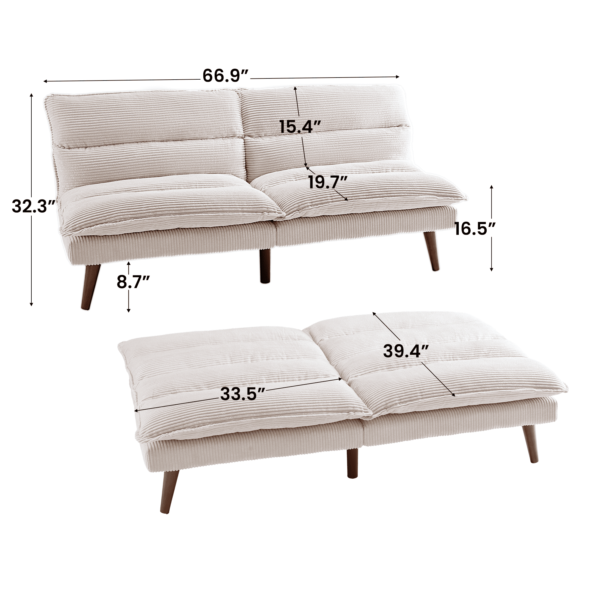 Corduroy Convertible Futon Sofa Bed