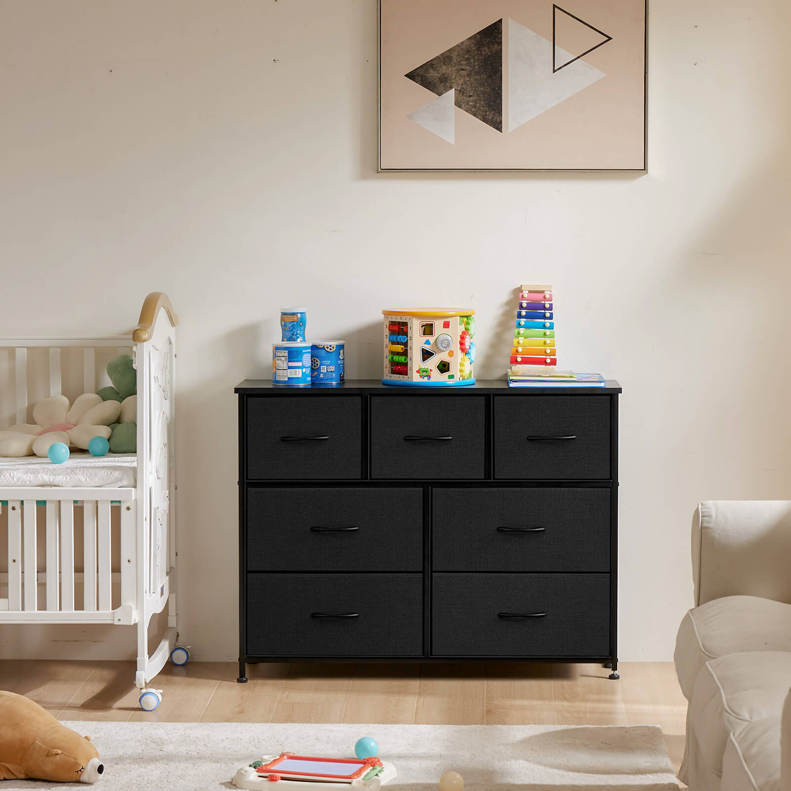 7-Drawer Wooden Top Storage Dresser