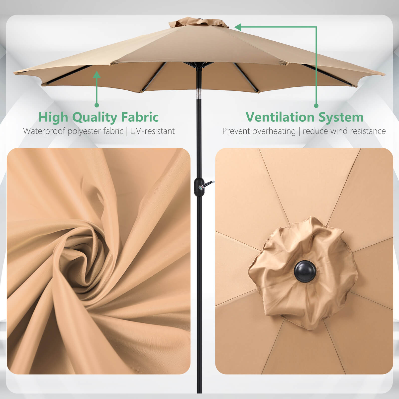 9ft 8-Rib Steel Patio Umbrella