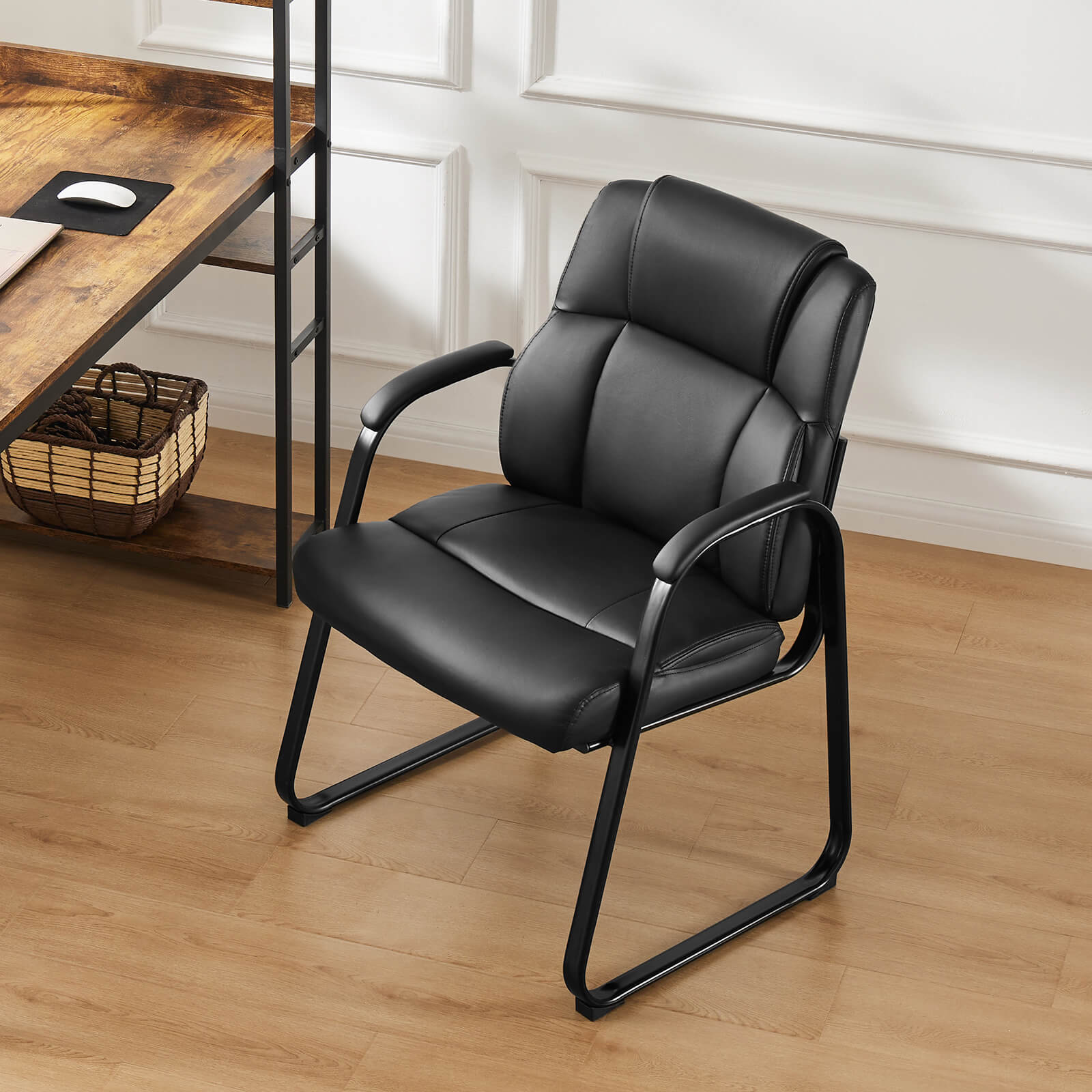 Black PU Leather Guest Chair