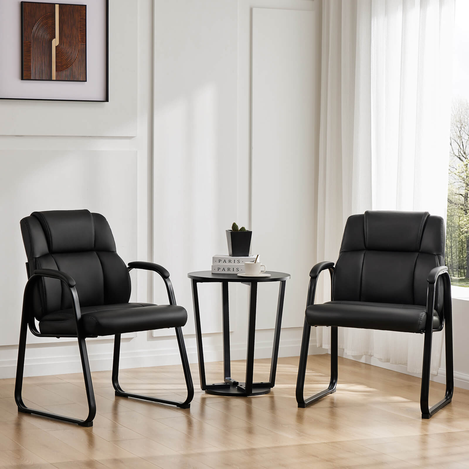 Black PU Leather Guest Chair