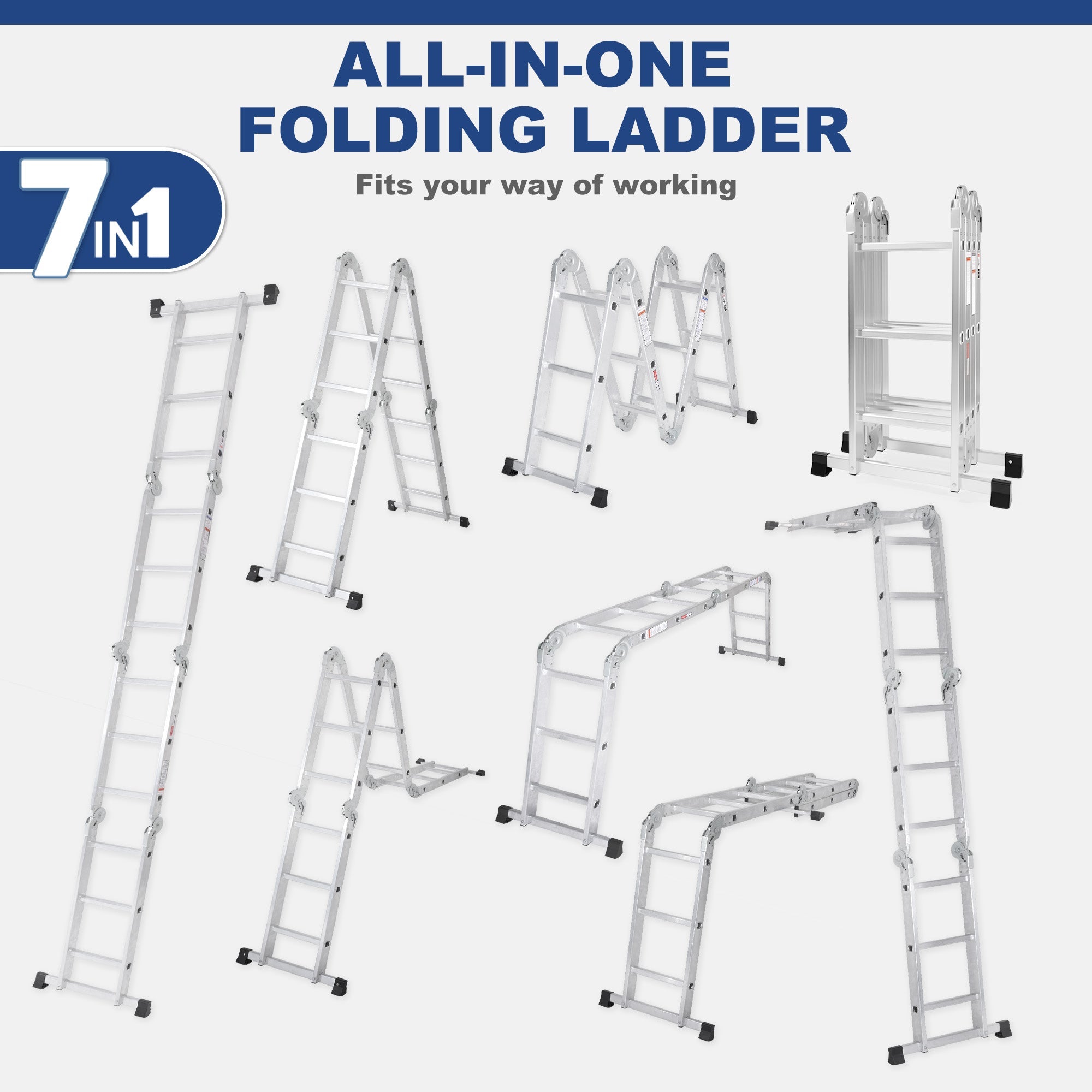 7-in-1 Aluminum Folding Extension Ladder