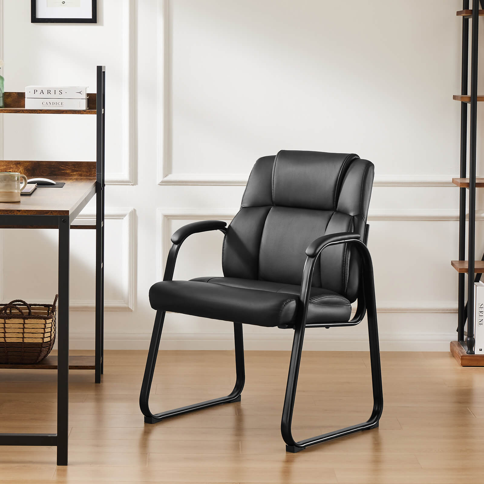 Black PU Leather Guest Chair