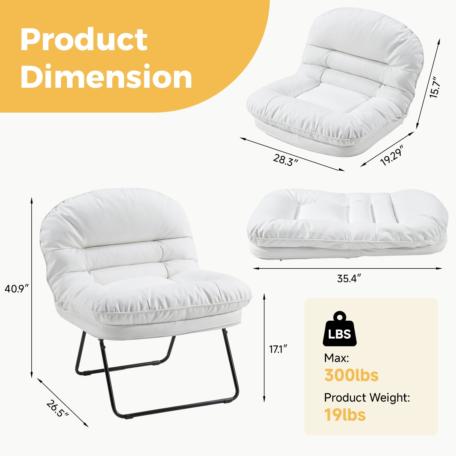 Foldable Cushioned Saucer Lounge Chair
