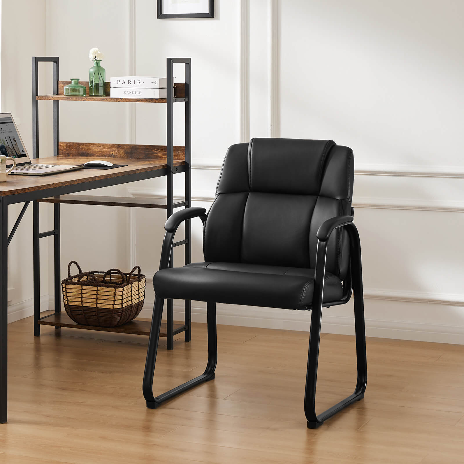 Black PU Leather Guest Chair
