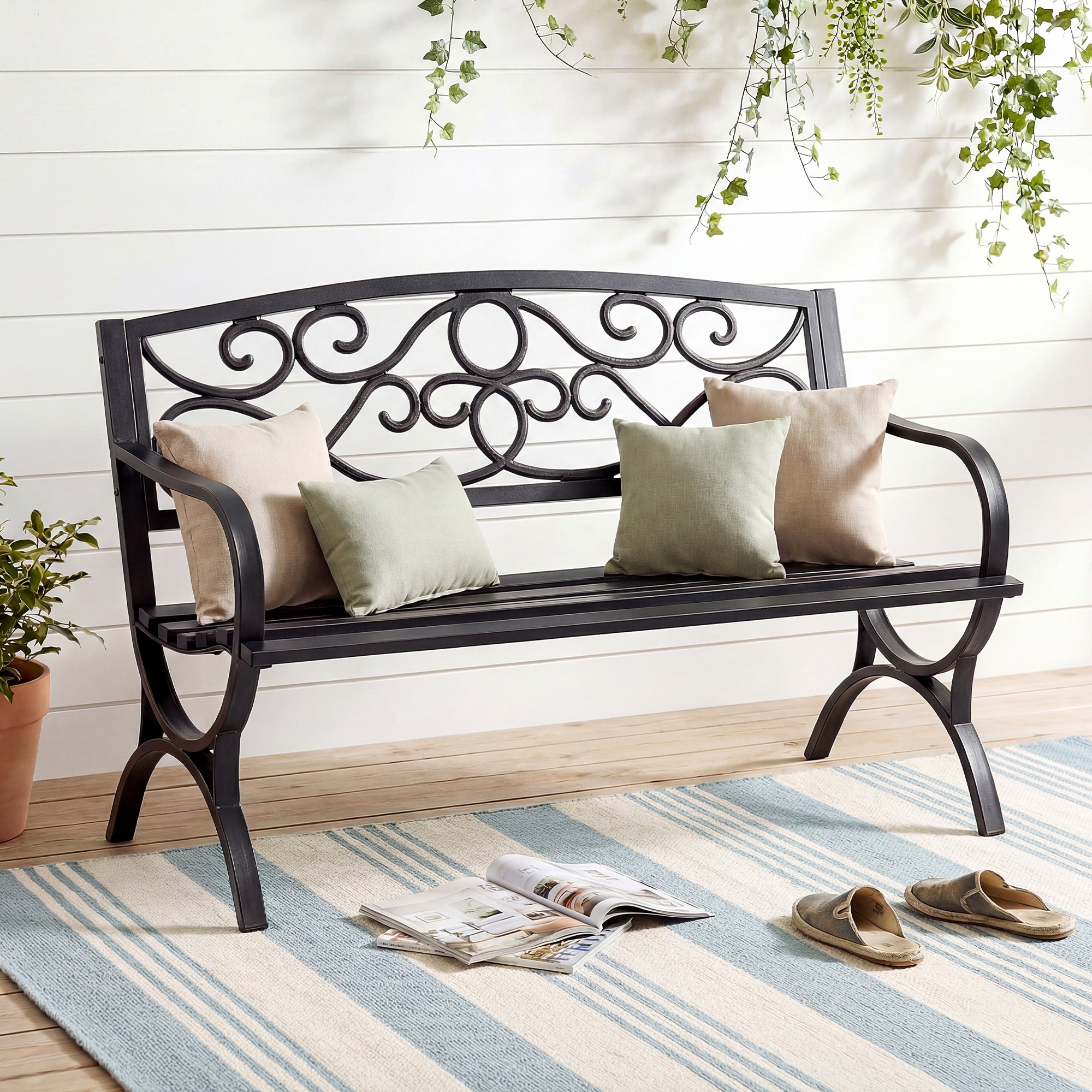 50" Metal Outdoor Park Bench