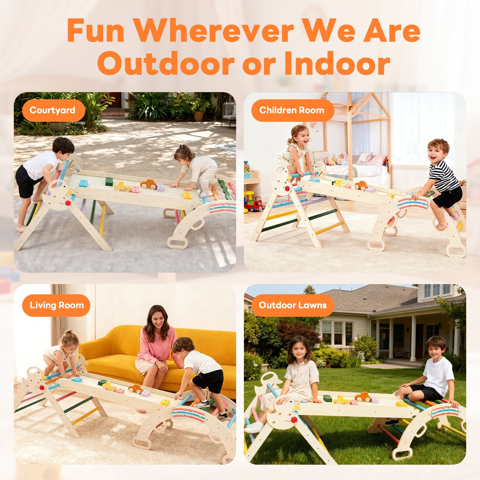 9-in-1 Foldable Wooden Montessori Climbing Playset