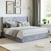 Velvet Gas-Lift Storage Bed Frame