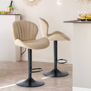Modern Adjustable Swivel Bar Stools with Fabric Upholstery