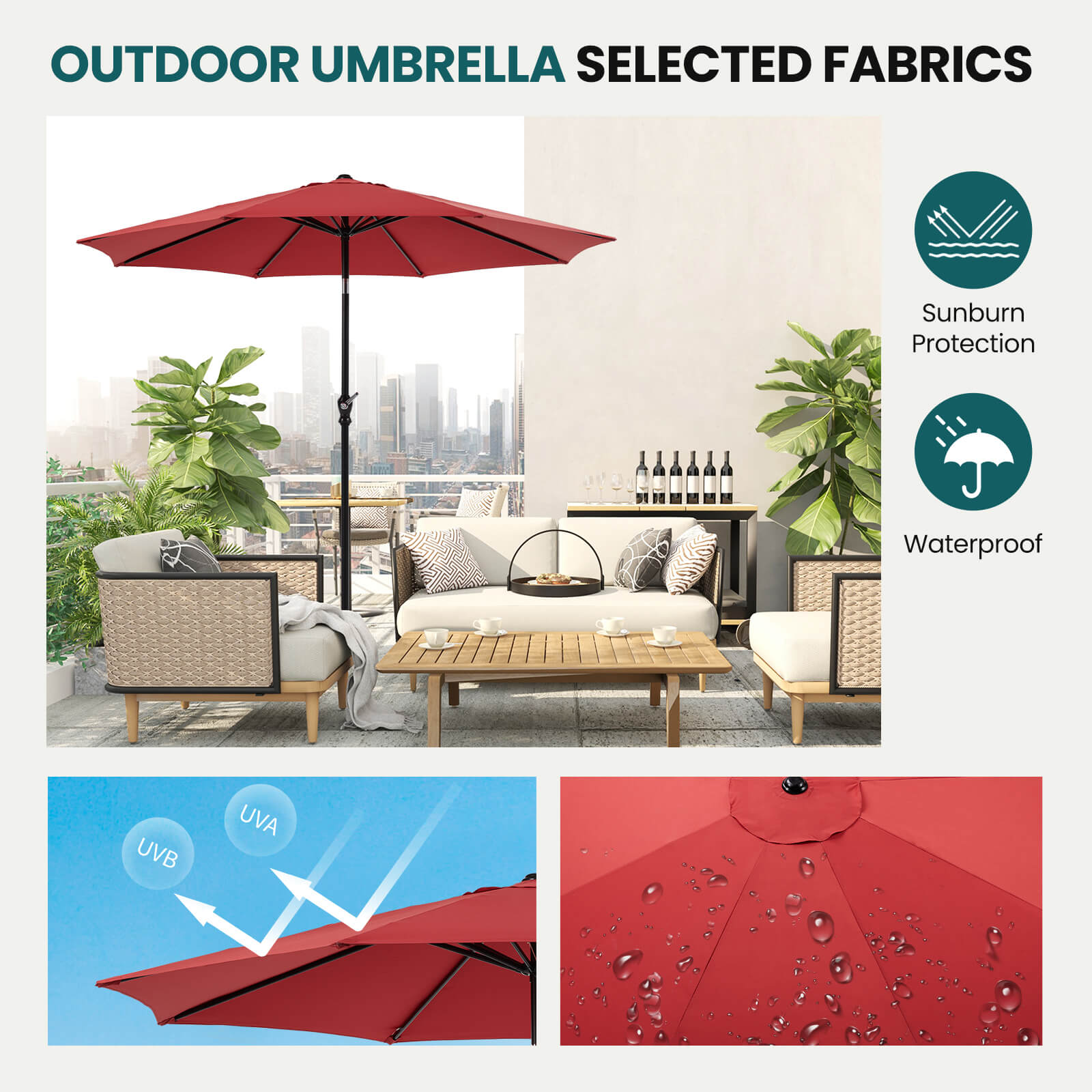 9ft 8-Rib Steel Patio Umbrella