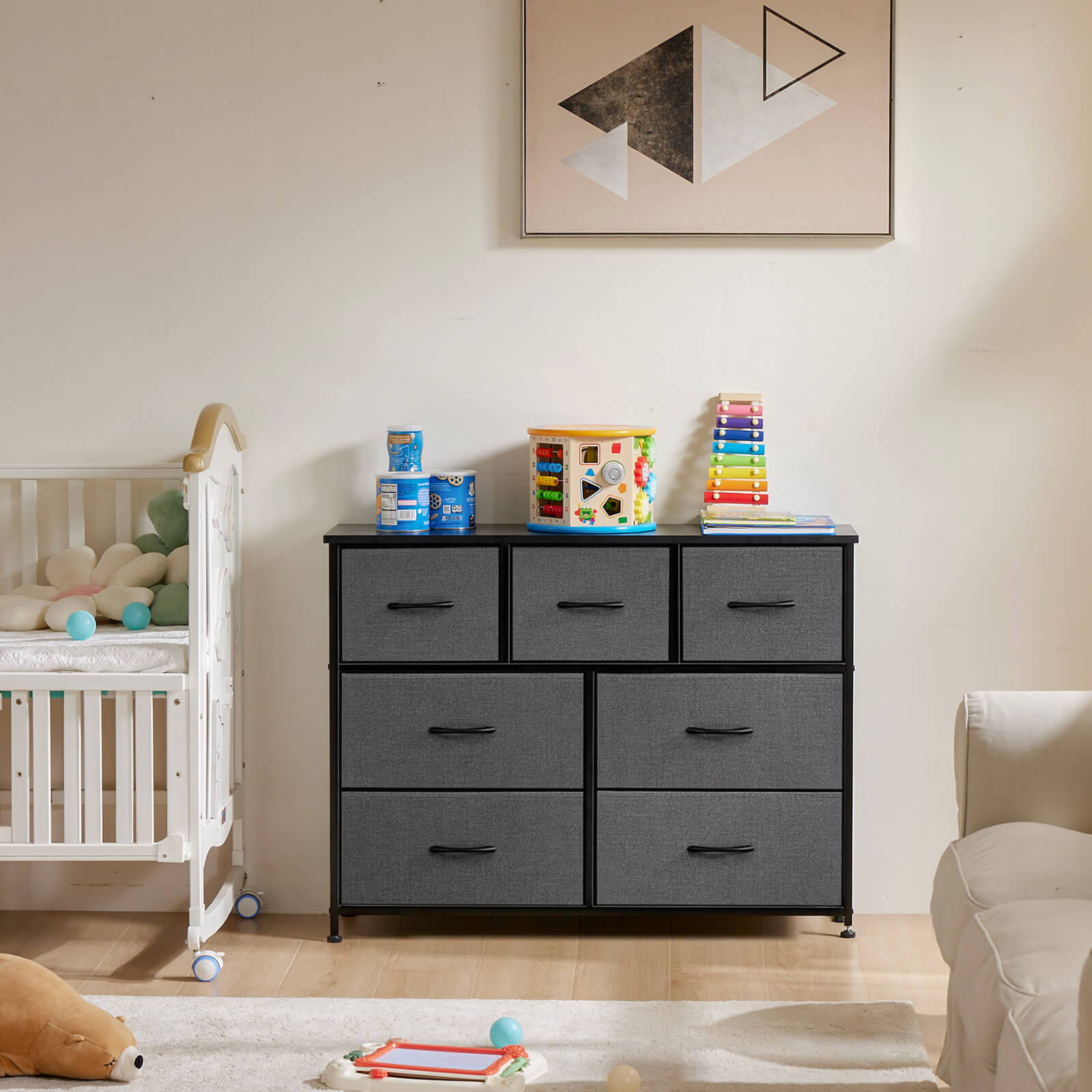7-Drawer Wooden Top Storage Dresser