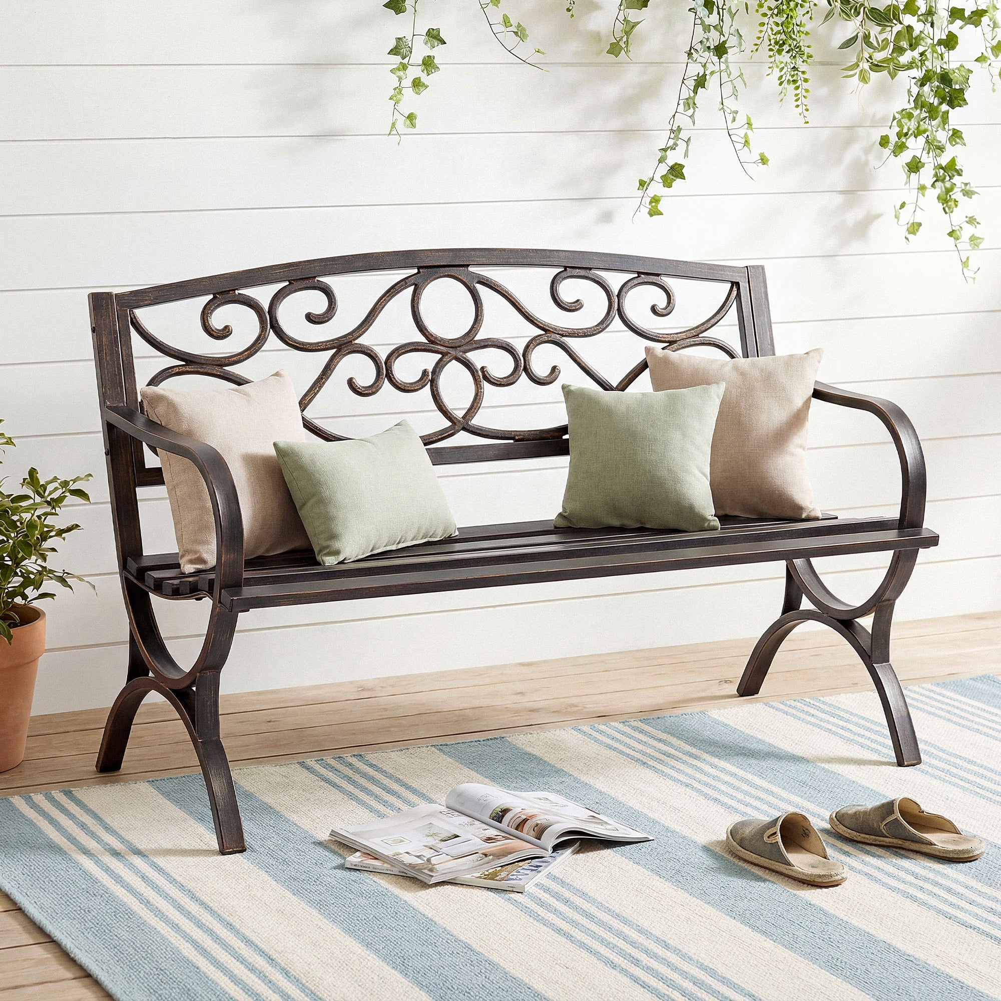 50" Metal Outdoor Park Bench