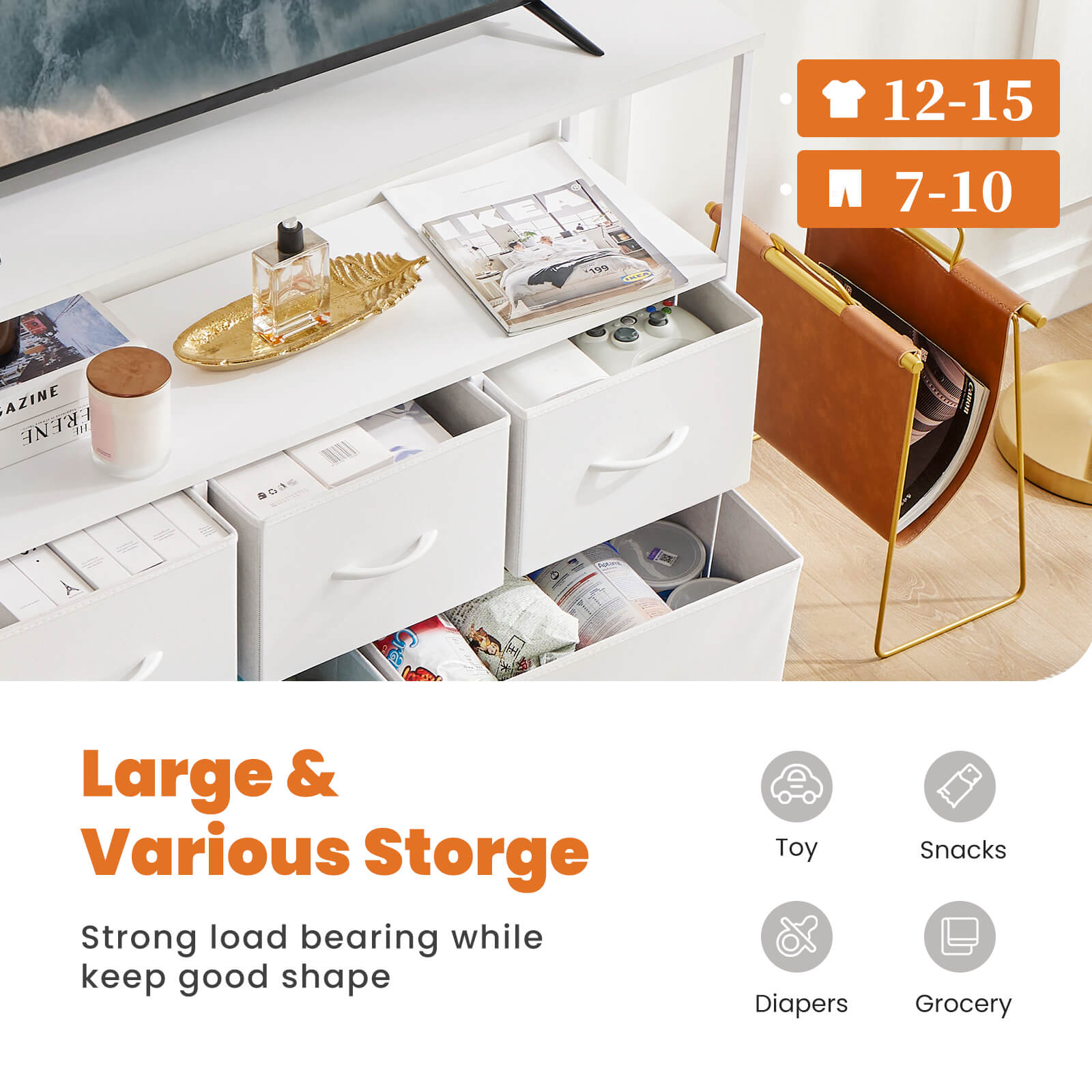 5-Drawer Open Storage TV Stand