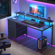 LED Computer Desk with Drawers and Charging