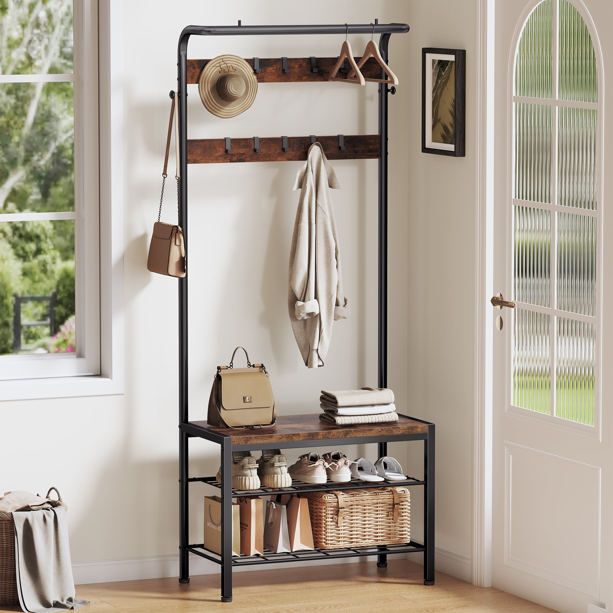 Modern Entryway Hall Tree with Bench