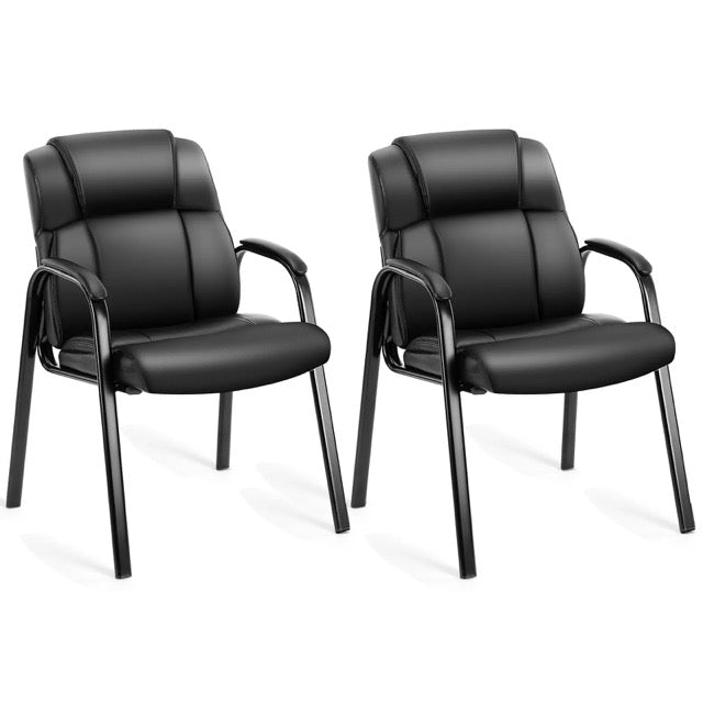 Ergonomic PU Leather Reception Chair with Armrests