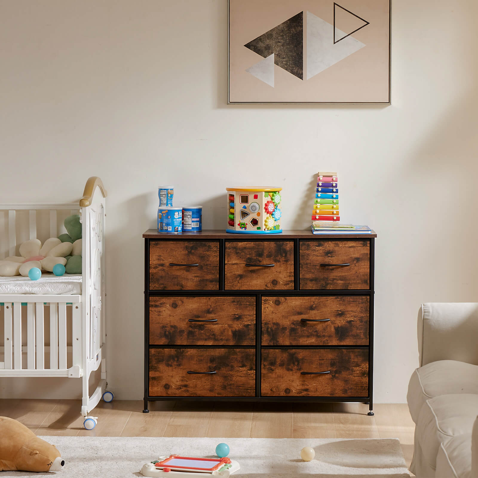 7-Drawer Wooden Top Storage Dresser