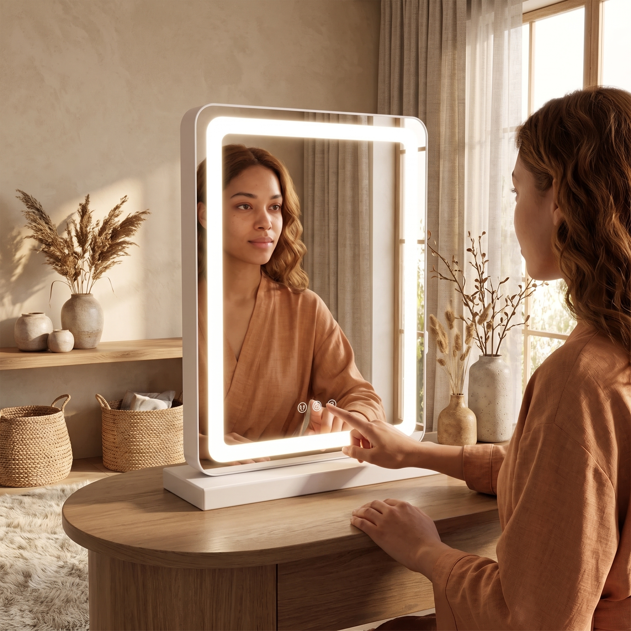 LED Lighted Vanity Mirror with Touchscreen Controls