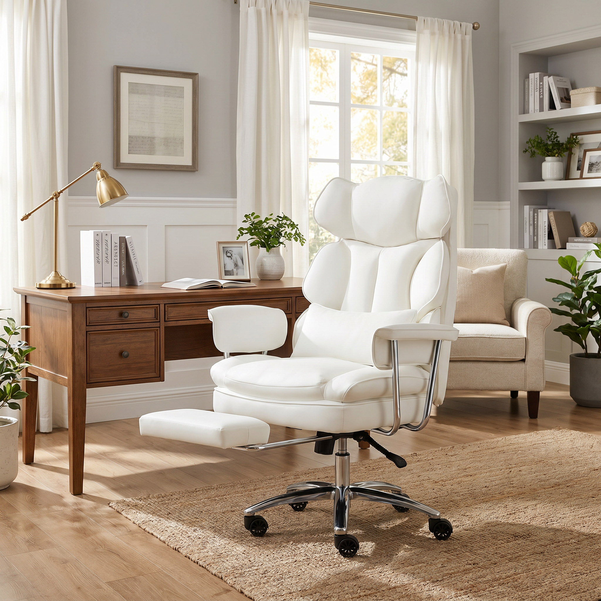 Leather Executive Chair with Footrest