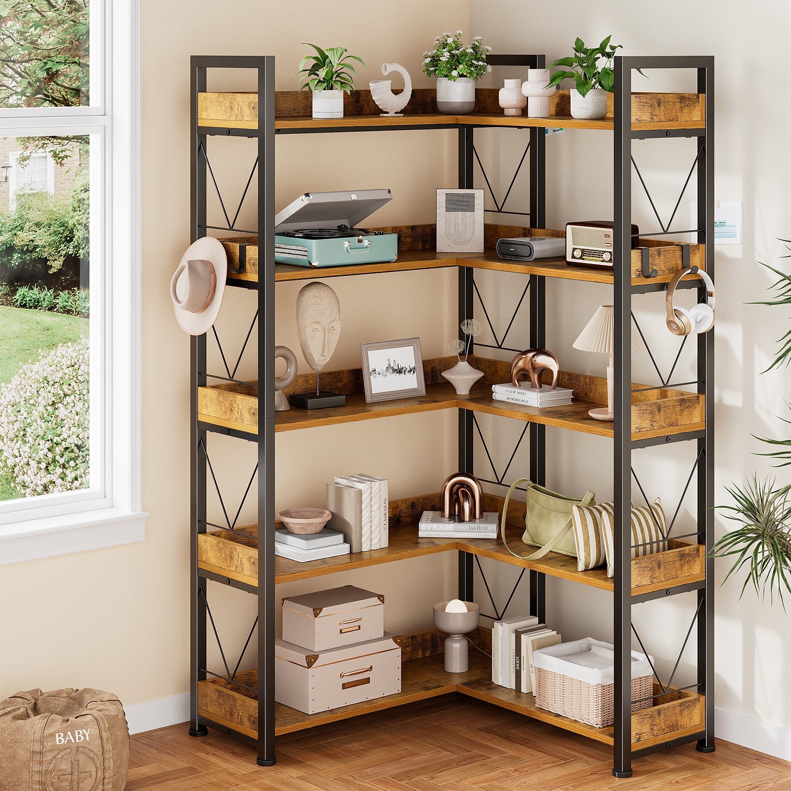 65" 5-Tier L-Shaped Corner Shelf