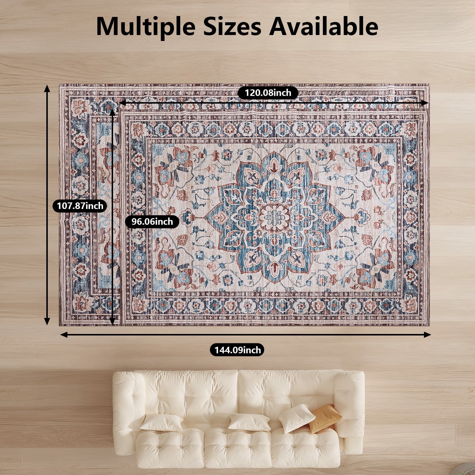 Washable Low-Pile Polyester Area Rug