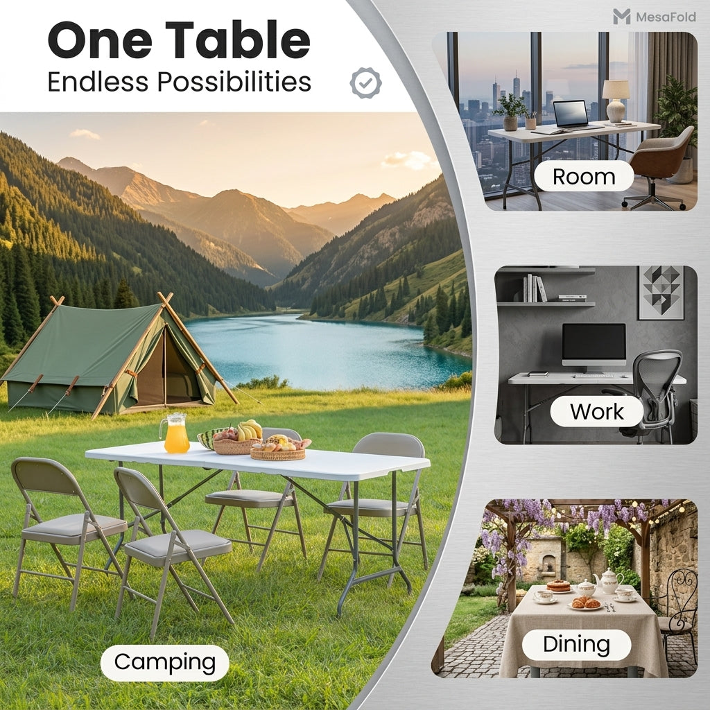 Portable Folding Table with Carrying Handle