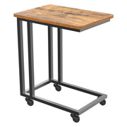 C-Shaped Steel Side Table with Casters