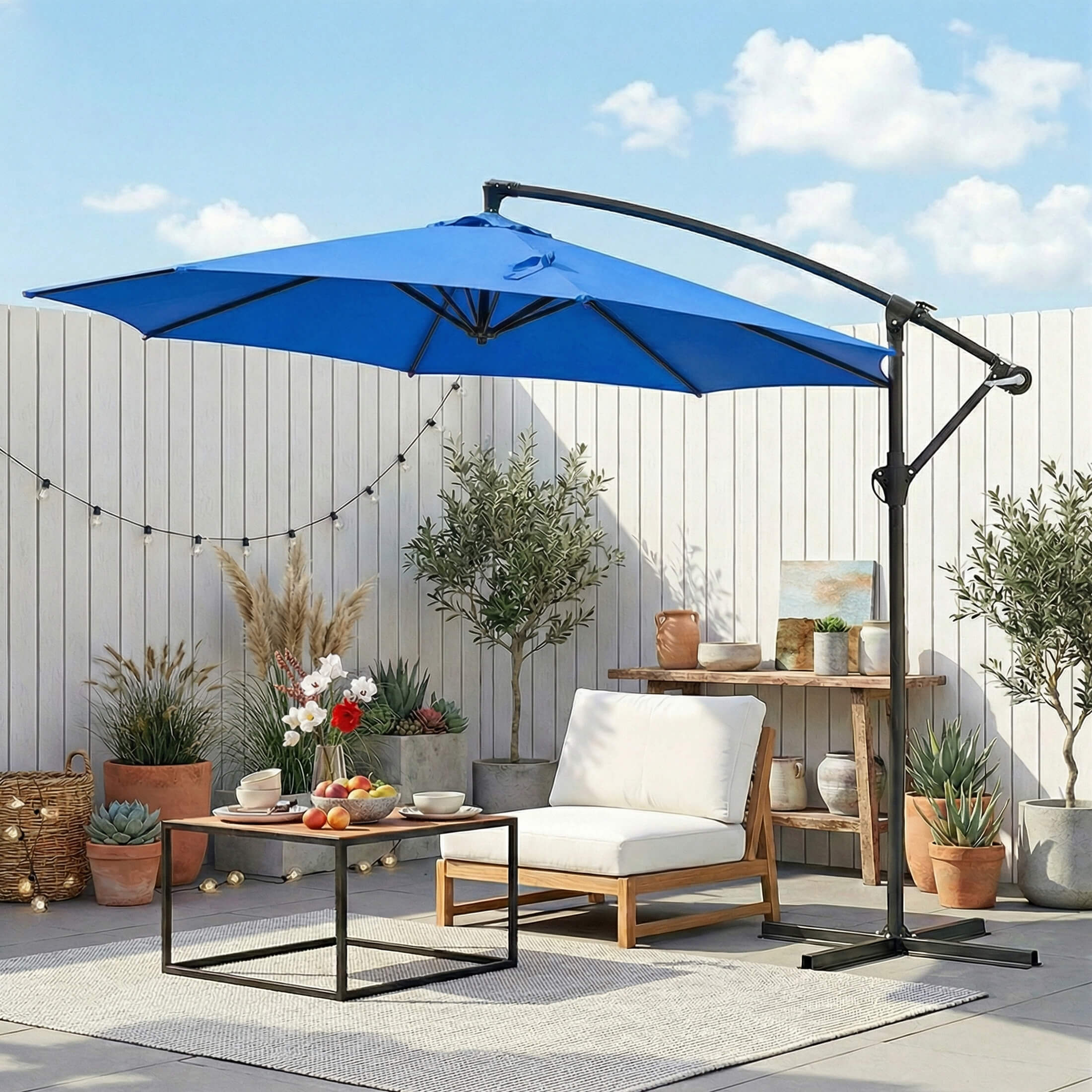 10ft Cantilever Patio Umbrella for Garden, Backyard, Poolside