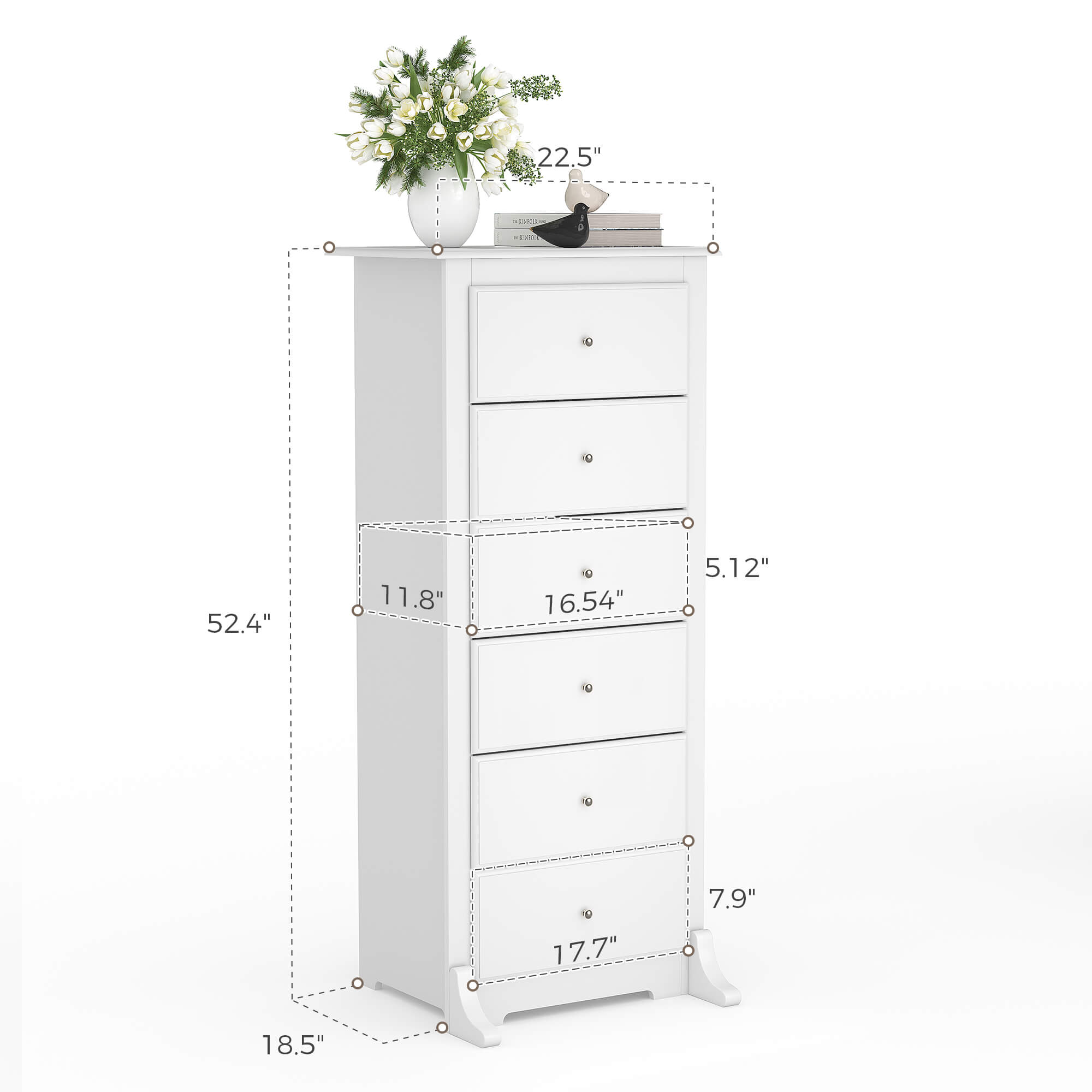Tall 6-Drawer Wood-Grain Dresser
