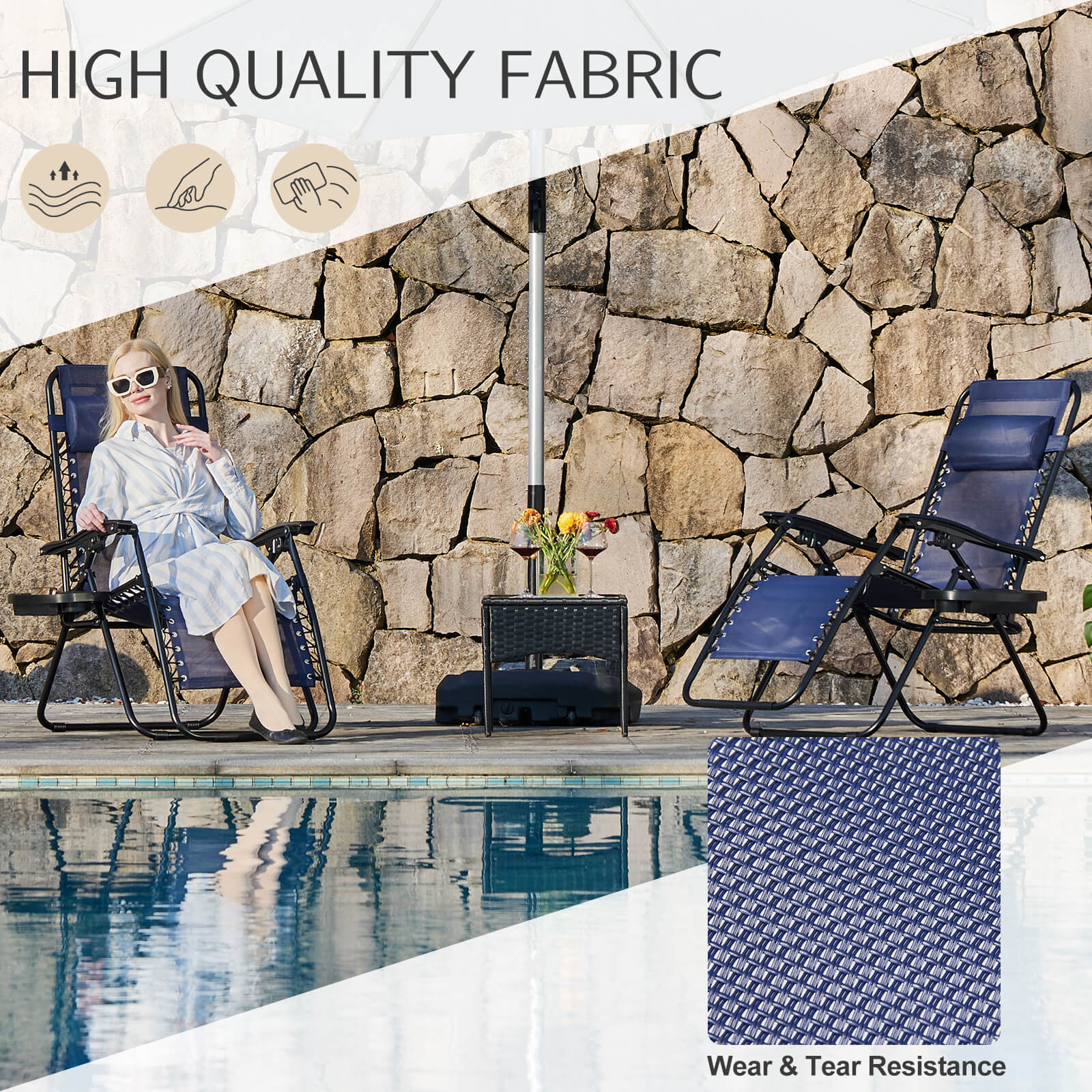 Folding Zero-Gravity Chaise Lounge Set of 2