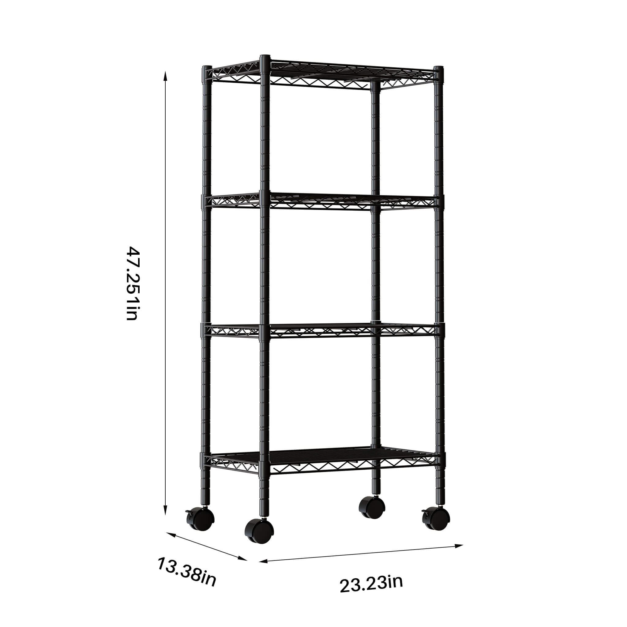 Heavy Duty Rolling Wire Shelving Unit, 3/4/5-Tier Metal Storage Shelf with Wheels