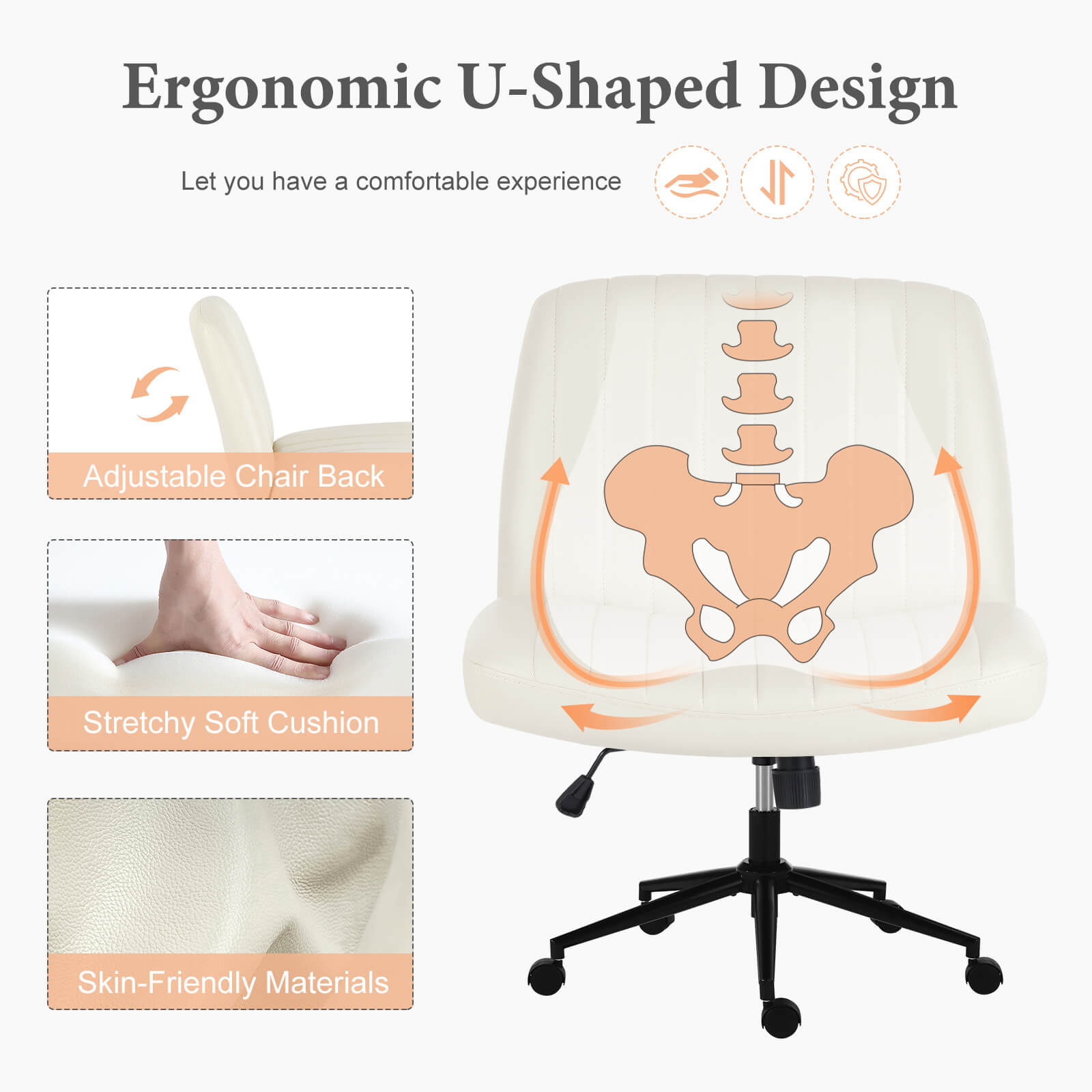 Armless Adjustable Plank Office Chair
