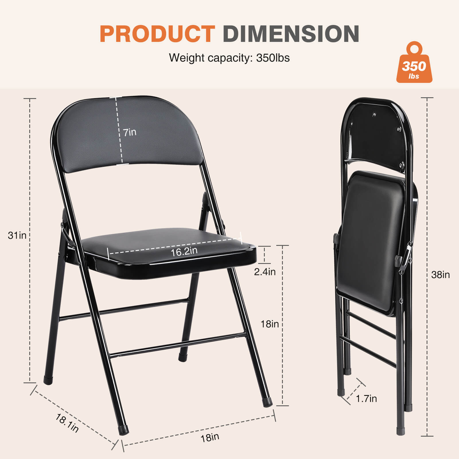 Leather Folding Chair Black