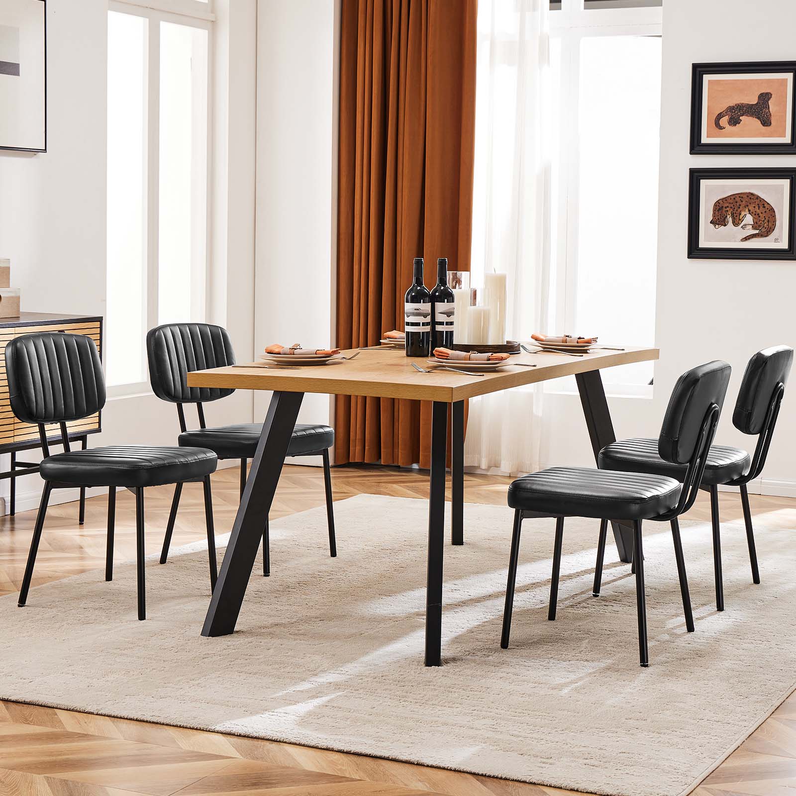 Modern Faux Leather Dining Chairs Set of 2