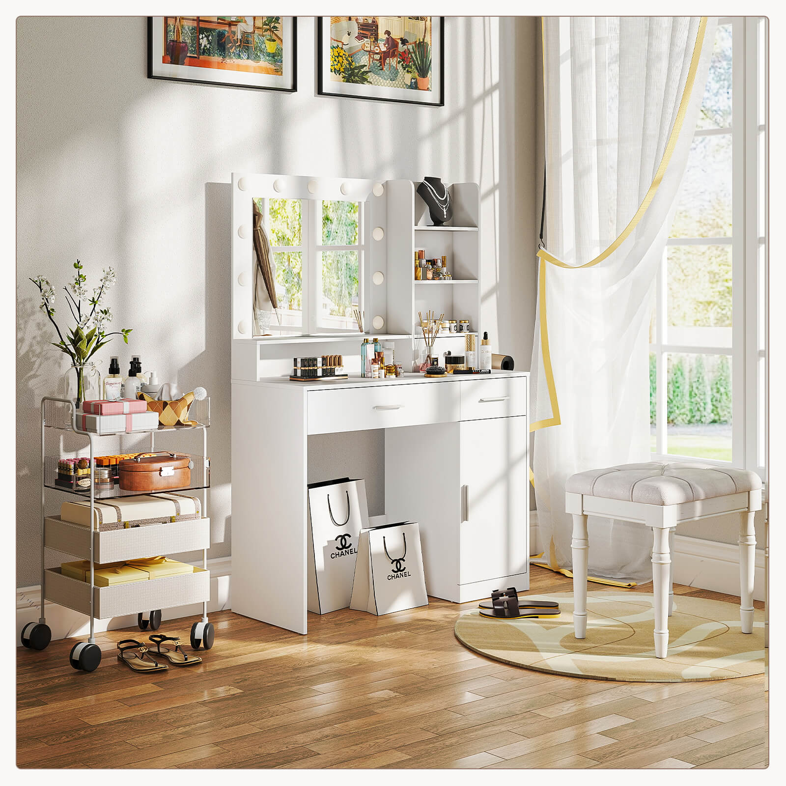 vanity desk with mirror