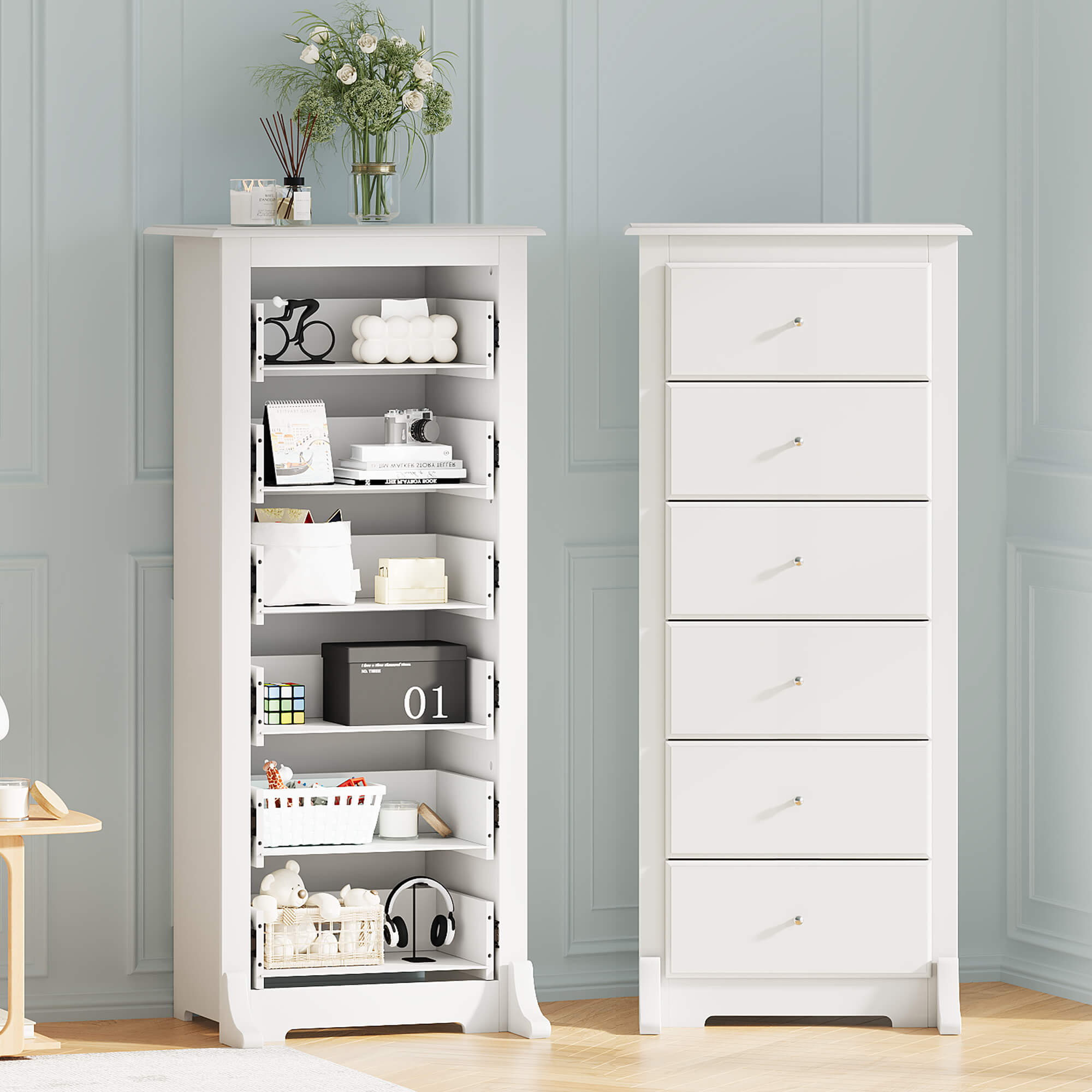 Tall 6-Drawer Wood-Grain Dresser